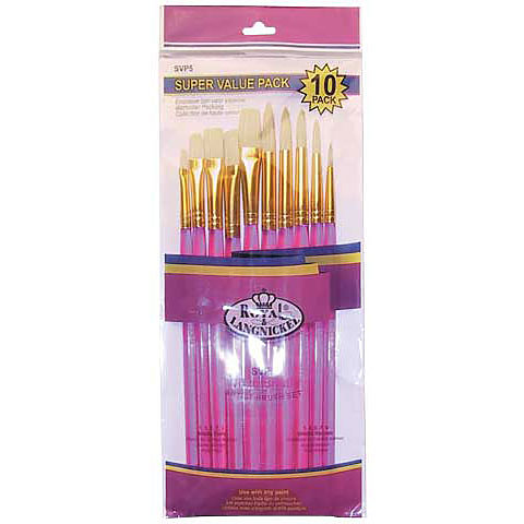 Royal Brush Super Value Brush Set, Sable, Shaders & Rounds, 10-Brushes